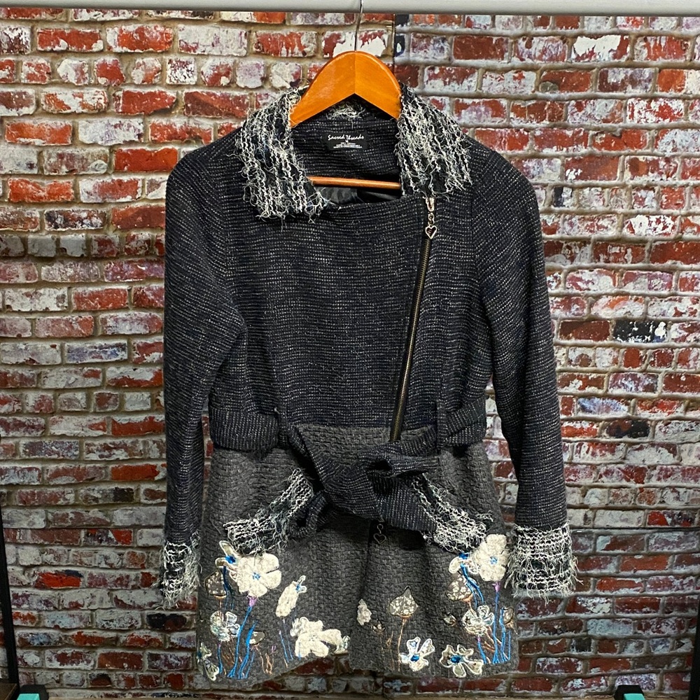 Sacred Threads Black and Gray Floral Jacket